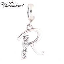 Charmlead 925 Sterling Silver Alphabet R Letter Charm Pendant with CZ fits Pandora Charms bracelet necklace DIY Lady Bracelet 2024 - buy cheap