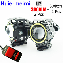 Huiermeimi 2 PCS 125W motorcycle headlight 3000ml moto driving auxiliary head lamp Light 12V U7 led motobike spotlight headlamp 2024 - buy cheap