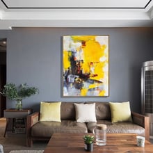 Pintura al óleo para sala de estar pintada a mano, pintura decorativa moderna minimalista para restaurante europeo, mural hecho a mano, pintura abstracta 2024 - compra barato