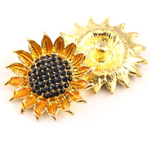 3D Sunflower Ginger Snap Button Jewelry Enamel Process 18MM Metal Buttons Snap Bracelets Necklace ACC Gift 2024 - buy cheap