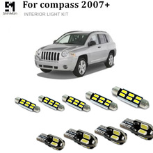Shinman 6X светодиодный внутренний светильник комплект посылка для Аксессуары для Jeep Compass 2007 + ошибок багажник Лицензия купол светодиодный 2024 - купить недорого
