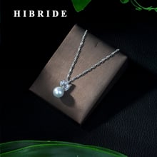 Ожерелье с подвеской с кристаллом из циркония HIBRIDE, круглый искусственный жемчуг, оптовая продажа P12 2024 - купить недорого
