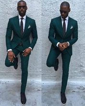 Dark Green Slim Men Suits 2018 Handsome Mens Wedding Suits Groomsmen Groom Tuxedos Party Prom Business Suits (Jacket+Pants+Tie) 2024 - buy cheap
