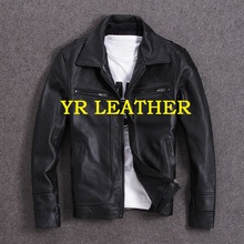 YR!Free shipping.Wholesales.Brand New casual style genuine leather jacket man.thick cowhide coat.plus size black motor jackets 2024 - buy cheap