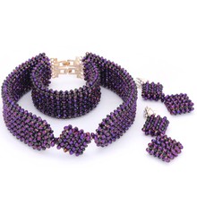 Dudo JEWELRY Fashion Black & Purple Jewelry Sets African Jewellery Bridal Bracelet Earrings Choker Necklace Set Free Shipping 2024 - buy cheap