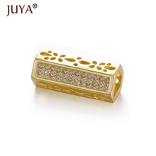 Contas de tubo douradas em formato quadrado, para fazer joias, micro inserção, zircônia, acessórios de contas, componentes de joias diy 2024 - compre barato