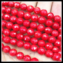 1String Nature red coral beads strings faceted ball shape size 4mm 6mm loose coral strings selling by string 15" length 2024 - buy cheap