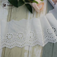 High quality cotton embroidery Wavy edge Rhinestone shaped petals DIY clothing Skirt lace accessories Width 13cm RS1171 2024 - compre barato