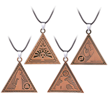 Fashion Game The Legend Of Zelda Pendant Necklace Triangle Jewelry Triforce Symbol Bronze Metal Leather Chain Charm Necklaces 2024 - buy cheap