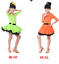 2016 new style girls latin dance costumes senior milk silk half sleeves latn dance dress for girls latin dance dresses S-3XL 2024 - buy cheap