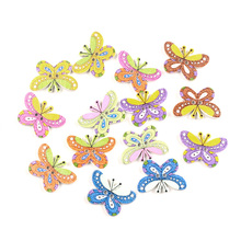 100pcs Mixed 25x17mm Butterfly Wooden Buttons For Clothing Needlework Scrapbooking Botones Decorative Crafts Diy Accessories 2024 - buy cheap