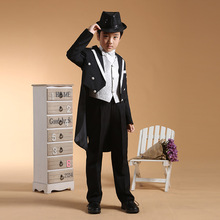 Conjunto de esmoquin Formal para niño, traje para boda, traje ajustado negro para niño, traje Formal clásico, abrigo de disfraz + Pantalones + chaleco + corbata 2024 - compra barato