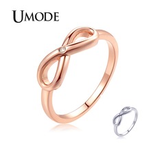 Umode-novo anel de cristal cz infinito para mulheres, zircônia cúbica clara, joia ouro branco e rosa, oito design, aur0456 2024 - compre barato