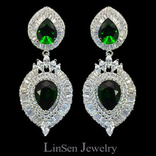 New design sparkling luxury green vintage earrings,top quality zircon stone earrings fashion jewelry for women best jewelry gift 2024 - buy cheap