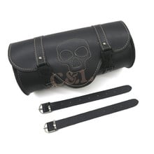 Black Motorcycle PU Leather Skull Saddle Bags Side Tool Tail Bag Luggage for Harley Universal 2024 - buy cheap