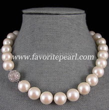 Pearl Necklace - AAA 14-14.5MM 18 Inches White Color Mother - Of - Pearl Necklace - Zircon Magnet Clasp Free Shipping 2024 - buy cheap