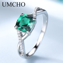 Женские кольца UMCHO, кольца из серебра 925 пробы с нано-изумрудом, классические украшения на день рождения 2024 - купить недорого
