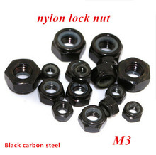 100pcs DIN985 M3 Black Zinc Coated Carbon Steel Nylon Insert Hex Lock Nuts Self-Locking nut Locknuts 2024 - buy cheap