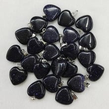 Fashion Blue sand natural stone heart pendant 16MM charms Assorted stone high Quality pendants for jewelry making 50Pcs/lot free 2024 - buy cheap