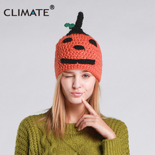 CLIMATE Halloween Costume Beanie Hat Cap Pumpkin Winter Warm Knitted Hat Beanie Women Teenagers Cute Funny Knitted Beanie Hat 2024 - buy cheap
