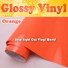 Глянцевая виниловая пленка оранжевого цвета, выпуск воздуха для автомобильных наклеек, Размер: 1,52*30 м/рулон 2024 - купить недорого