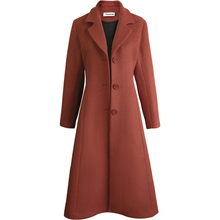 Женское шерстяное пальто, зимняя новая мода, отложной воротник, шерстяное однобортное длинное тонкое шерстяное пальто 2024 - купить недорого