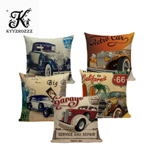 Europe Vintage Retro Cars Cushion Covers Car Travel Trip English Letters Cushion Cover Sofa Decorative Beige Linen Pillow Case 2024 - buy cheap