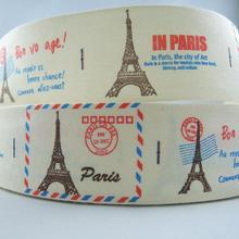 Cinta con estampado de Torre Eiffel de París, accesorios de costura de tela, cinta de algodón, DIY, 40mm, 5 yardas, 2016, X25 2024 - compra barato