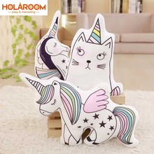 50/70cm Rainbow pillow Unicorn Seahorse Cat colorful lovely room decoration comfort baby sleeping cartoon seat printed cushion 2024 - buy cheap