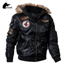 Jaqueta bomber parka masculina, casaco de inverno acolchoado com gola de pele militar 2024 - compre barato