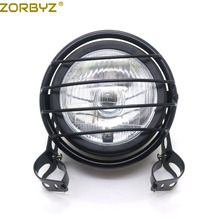 Zorbyz tampa de motocicleta de metal preto, retrô, montagem lateral, farol com garfo, suporte para cafe racer bobber personalizado 2024 - compre barato