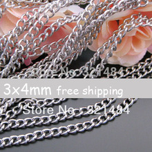 3x4mm 100meter (10meter/pack 10pack) Dull Silver Plated Jewelry Twist Curb Link Chain Findings Accessories 2024 - buy cheap