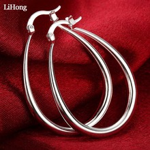 Fashion Jewelry Earrings For Women Simple Trendy 925 Sterling Silver Round Circle Drop-Shaped Hoop Earrings Jewelry Gifts 2019 2024 - buy cheap