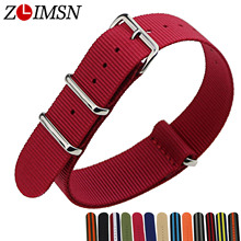 ZLIMSN Nylon Straps Mens Watchbands Women Belt Silver Pin Buckle Sports Watchband 18 20 22 24mm Relojes Hombre 2017 N02 2024 - buy cheap