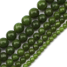 6-12mm verde Natural Canadá gema de jade cuentas redondas de piedras DIY cuentas sueltas para hacer joyas accesorios de cuentas 15 ''regalo de mujer 2024 - compra barato