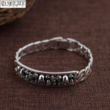 Pulsera de plata de ley 100% para mujer, brazalete de Calavera, estilo Punk, Vintage, hecho a mano 2024 - compra barato