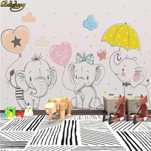 Beibehang-papel tapiz personalizado, moderno, minimalista, colorido, bonito elefante de dibujos animados para habitación de niños, foto de fondo, papel de pared para dormitorio 2024 - compra barato