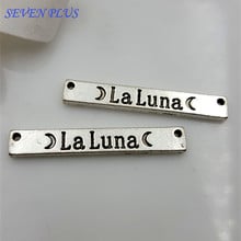 High Quality 20 Pieces/Lot 6mm*40mm Antique Silver Plated Letter Laluna Moon Charms For Bracelet Making 2024 - buy cheap