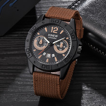 Mens Watch Analog Sport Stainless Steel Case Leather Quartz Watch Man wrist watches day date Reloj Hombre 2020 relogio masculino 2024 - buy cheap