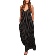 LBD0849-Vestido largo de verano para mujer, prenda con cuello en V, con arnés y carácter grande, sin mangas 2024 - compra barato