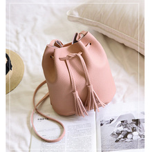 2018 Hot Sale Women PU Leather Handbags Small Bucket Shape Shoulder Bag Casual Lady's Bag Solid String Crossbody Bags Sac A Main 2024 - buy cheap