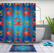 LB 72'' 12 Hooks Waterproof Red Crabs on the Color Blue Waves Shower Curtains Set Bathroom Curtain Fabric For Bathtub Home Decor 2024 - buy cheap