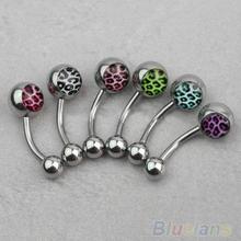 6pcsx Leopard Print fashion  Surgical Steel Barbell Navel Belly Button Ring Bar Body jewelry Piercing 08TJ 2024 - buy cheap