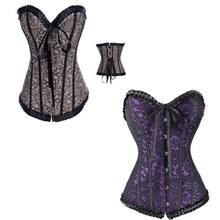 Sexy Lace up Boned Overbust Corset Bustier Top Waist Cincher Shaper Corsetlet 2024 - buy cheap