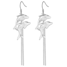 double dolphin Top quality free shipping silver plated Earrings for women fashion jewelry /SQHFWYSH NVNJLZTZ 2024 - buy cheap