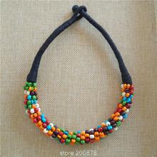TNL360 Tibetan colorful Rainbow Mini Yak Bone Beaded Necklace Tibet hand knotted multi colors chains necklace 2023 - купить недорого