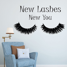 Eyelashes & Eyes Makeup Wall Sticker Cosmetics Make Up Wall Art Wall Decals Beauty Salon Vinyl Wallpaper Long Lashes Mural N27 2024 - buy cheap