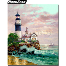 5D DIY Diamond Painting Seaside lighthouse Full Diamond Resin Square Round Mosaic Cross Stitch Handicraft Painting Gift WYZ18783 2024 - buy cheap