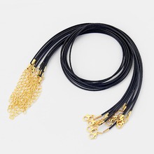 10pcs 1.5mm Black/Brown Wax Cord Necklace End With Lobster Clasp Extend Chain Pendant Necklace Chain 2inch 2024 - buy cheap