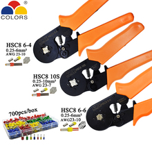 Alicates de prensado HSC8 10S, 0,25-10 mm2 23-7AWG HSC8 6-4/6-6 con 700 unids/caja, terminales de aguja, mini herramientas de cable de presión 2024 - compra barato